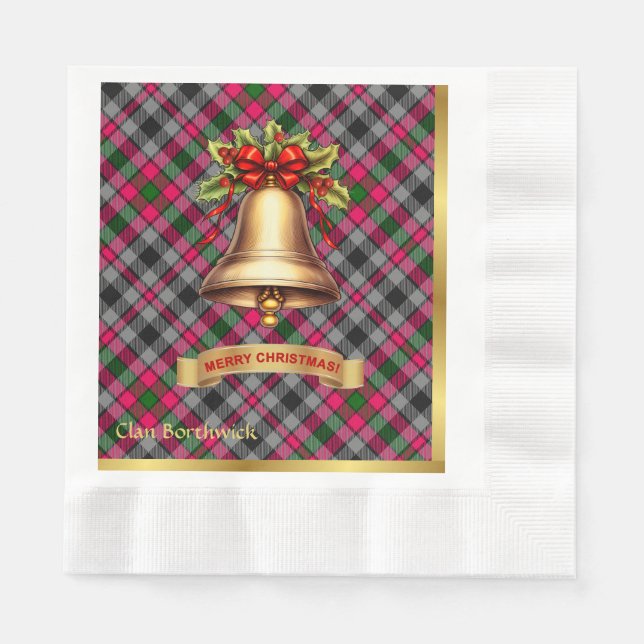 Serviette En Papier Borthwick Noël Tartan personnalisé (Devant)