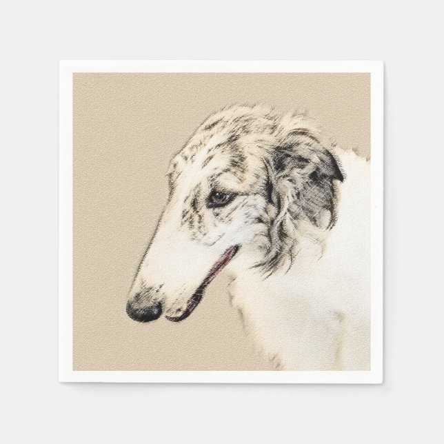 Serviette En Papier Borzoi (Argent Brindle) Peinture Chien Art origina (Devant)