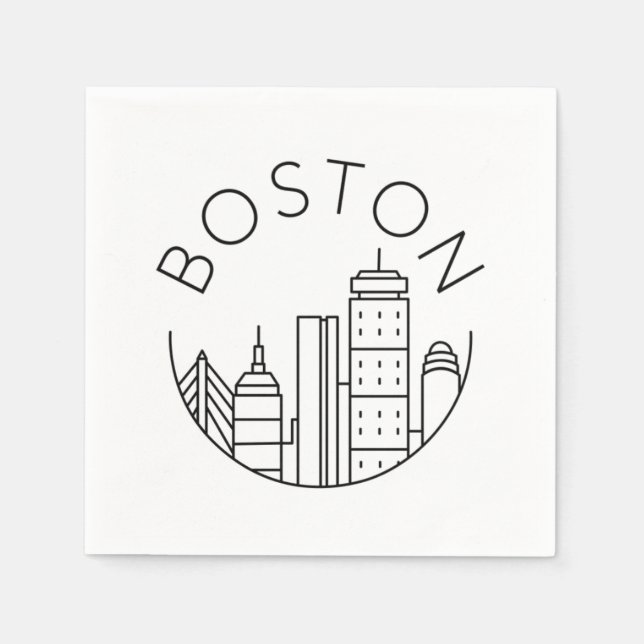 Serviette En Papier Boston City Skyline, boston ma skyline (Devant)
