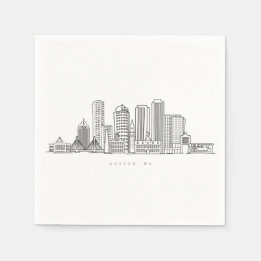 Serviette En Papier Boston City Skyline, boston ma skyline