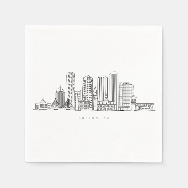 Serviette En Papier Boston City Skyline, boston ma skyline (Devant)