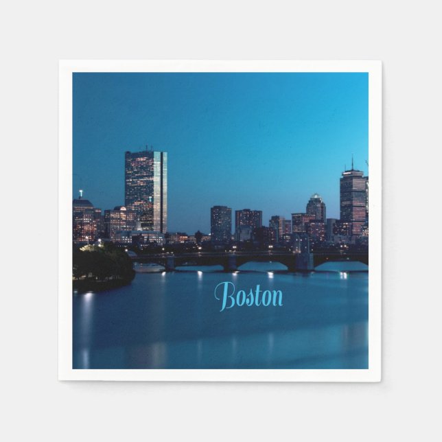 Serviette En Papier Boston Massachusetts City Skyline (Devant)