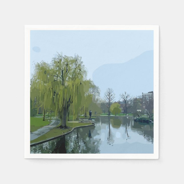 Serviette En Papier Boston Public Garden Massachusetts Painting (Devant)
