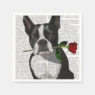 Serviette En Papier Boston Terrier avec Rose à la bouche