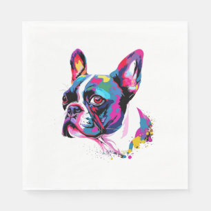 Serviette En Papier Boston Terrier coloré