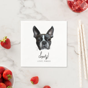 Serviette En Papier Boston Terrier Custom Chien Mariage Cocktail Napki