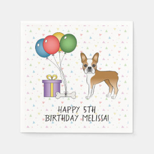 Serviette En Papier Boston Terrier Fauve Et Blanc - Anniversaire