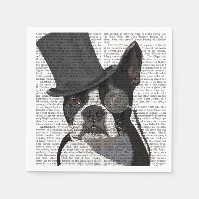 Serviette En Papier Boston Terrier, Formal Hound et Casquette (Devant)