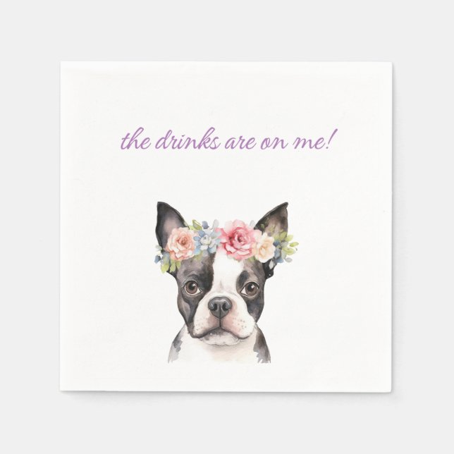 Serviette En Papier Boston Terrier Mariage Napkin (Devant)