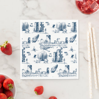 Serviette En Papier Boston Toile Navy et White