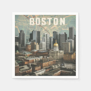 Serviette En Papier Boston, Vue de la ville de Boston Massachusetts av