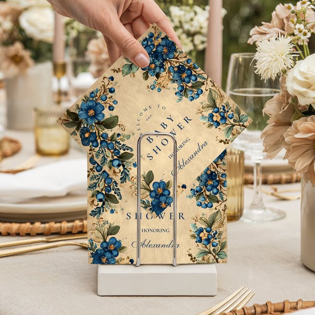 Serviette En Papier Botanical Blueberry Floral Baby Shower (Créateur téléchargé)