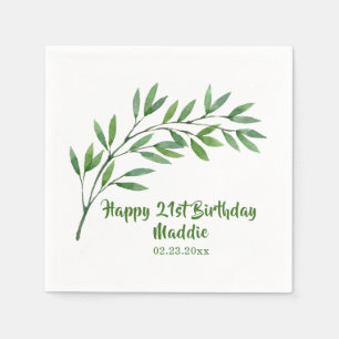 Serviette En Papier Botanical Greenery Nom de la succursale Inscrie