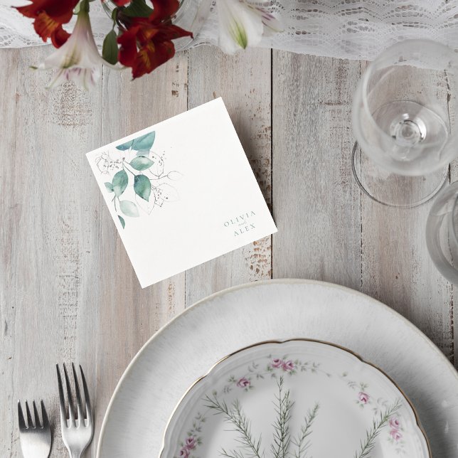 Serviette En Papier Botanical Greenery Wedding Napkin (Créateur téléchargé)