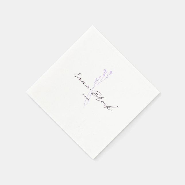 Serviette En Papier Botanical Wedding Napkin Simple Elegant (Coin)
