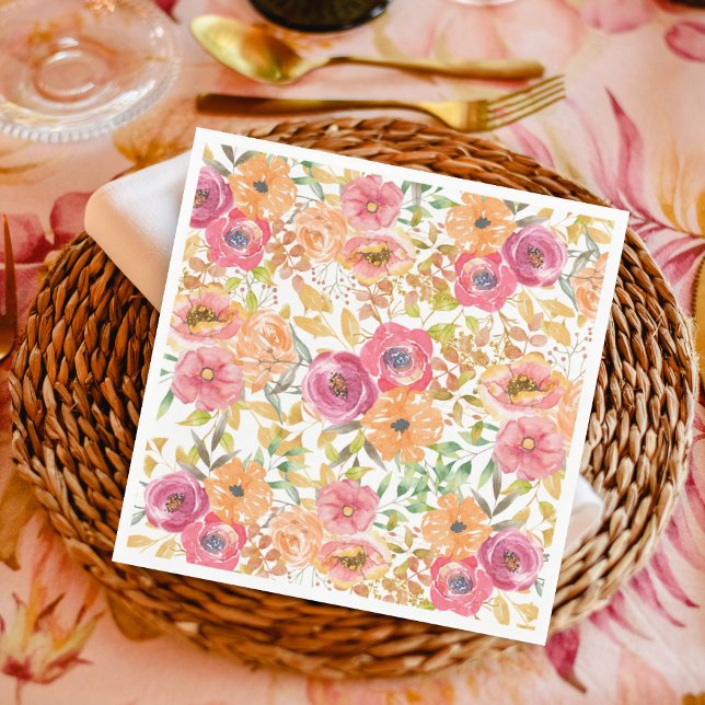 Serviette En Papier Botanique Automne Floral Wedding shower aquarelle (Créateur téléchargé)