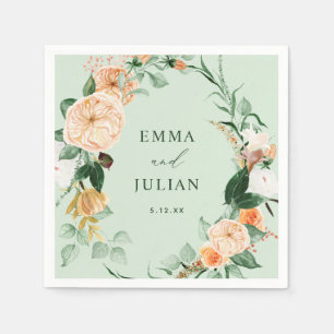 Serviette En Papier Botanique Boho Green Sage Mariage personnalisé