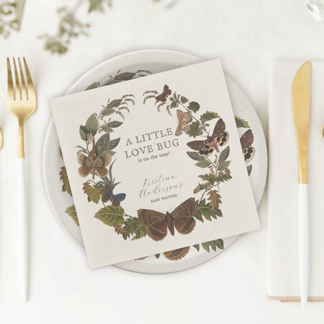 Serviette En Papier Botanique de bois Petit Amour Baby shower Bug (Créateur téléchargé)