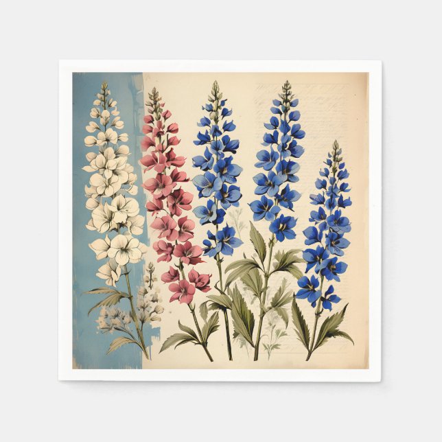 Serviette En Papier Botanique de Delphinium rustique (Devant)