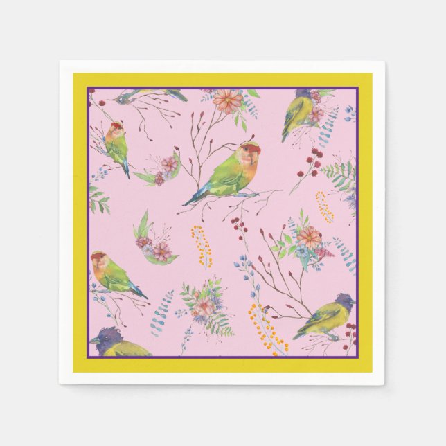 Serviette En Papier Botanique oiseaux (Devant)