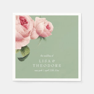 Serviette En Papier Botanique   PInk sage Vintage Wedding personnalisé