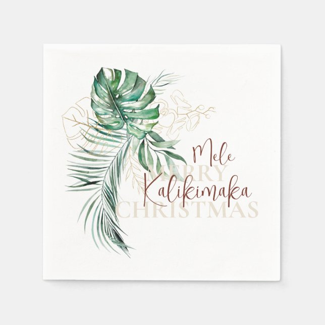 Serviette En Papier Botanique tropicale Mele Kalikimaka | Noël (Devant)