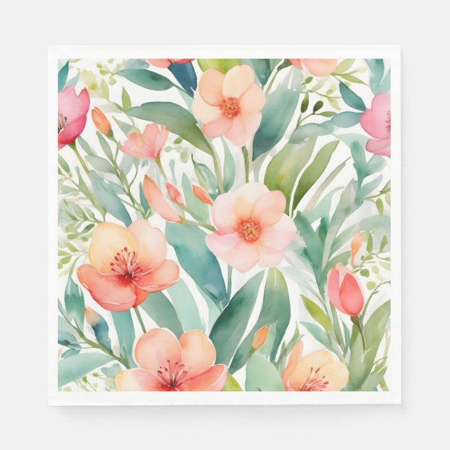 Serviette En Papier Botaniques du printemps frais (Devant)