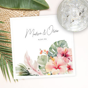 Serviette En Papier Botaniques tropicaux Magnifique Mariage d'aquarell