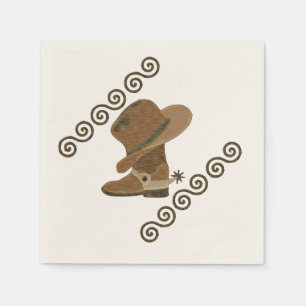 Serviette En Papier Botte de cowboy et incrustation de Casquette en bo