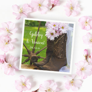 Serviette En Papier Botte de cowboy Rustique rose Mariage occidental