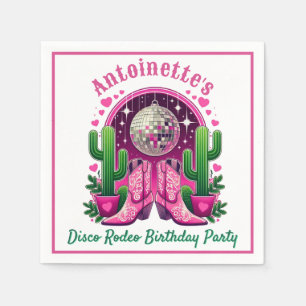 Serviette En Papier Botte de cowgirl rose Neon & Disco Ball Party