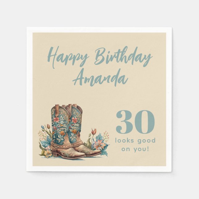 Serviette En Papier Botte occidentale Floral 30e anniversaire (Devant)