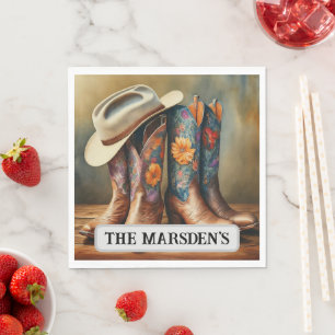 Serviette En Papier Bottes de cow-boy de mariage western country moder