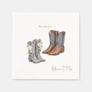 Serviette En Papier Bottes de Cowboy Nous avons dit Oui Cocktail de ma