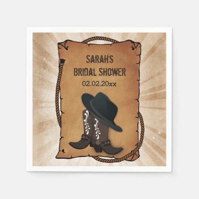 Serviette En Papier bottes de cowboy occident serviettes mariages pers (Devant)