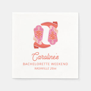 Serviette En Papier Bottes de cowboy occidentales roses et orange pour
