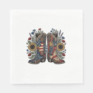 Serviette En Papier Bottes de cowboy patriotiques Chemise florale de t