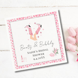 Serviette En Papier Bottes de cowboy roses et bridal shower pétillant