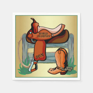 Serviette En Papier Bottes de selle du champion de cowboy de l'Ouest