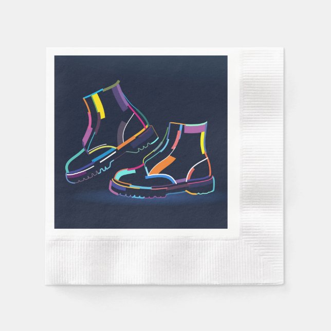 Serviette En Papier Bottes Homme multicolores (Devant)