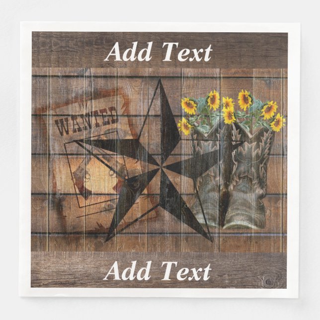 Serviette En Papier Bottes Russe Texas Star Western Pistol Cowboy (Devant)