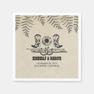 Serviette En Papier Bottes Tournesol Cowboy Mariage campagnard rustiqu