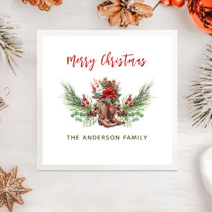 Serviette En Papier Bottes Western Cowboy Joyeux Naples de Noël