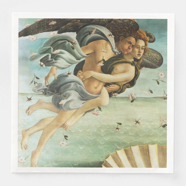 Serviette En Papier Botticelli "La Naissance de Vénus - Zéphyr & Chlor (Devant)