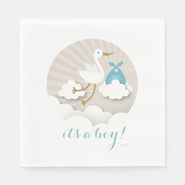 Serviette En Papier Bouche + Clouds Baby shower Garçon serviettes (Devant)