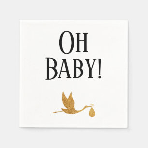 Serviette En Papier Bouche en or Faux simple avec douche "Oh Baby"