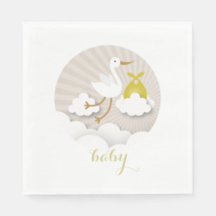 Serviette En Papier Bouche + Nuages Baby shower neutre serviettes