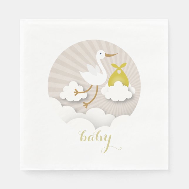 Serviette En Papier Bouche + Nuages Baby shower neutre serviettes (Devant)