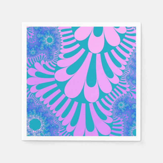 Serviette En Papier Boucle rose et Turquoise (Devant)