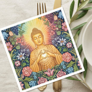 Serviette En Papier Bouddha, Cœur de lumière, Fête, Floral, Vintage
